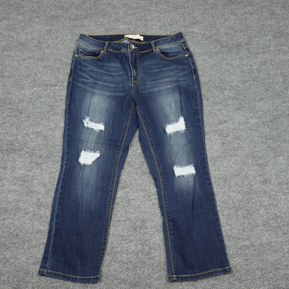 C. Est. 1946 Denim Jeans Women Size 10 Blue Distressed Straight Leg Stretch